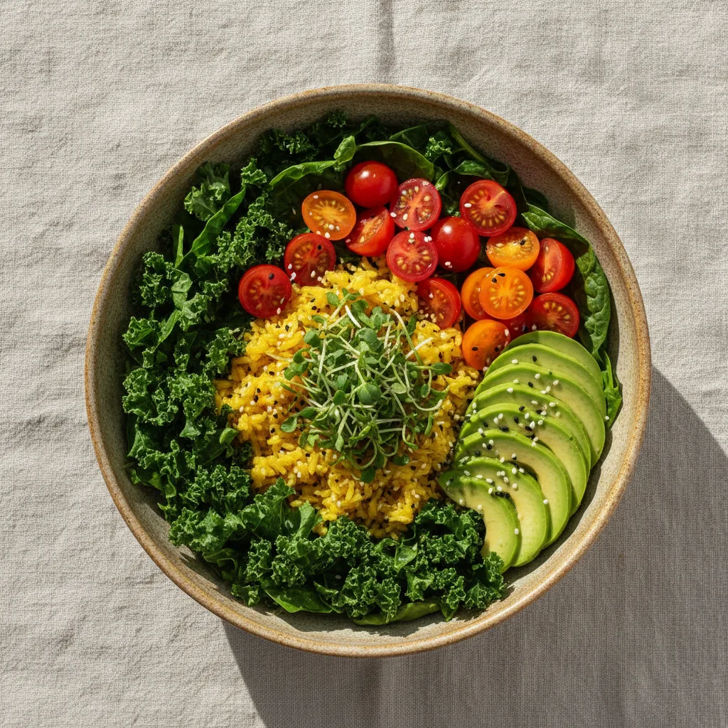 A vibrant colourful nourish bowl